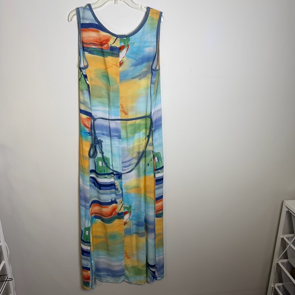 VINTAGE Nino Wong California Sheath Maxi Dress Nautical Art to Wear | Sz M - Picture 5 of 9